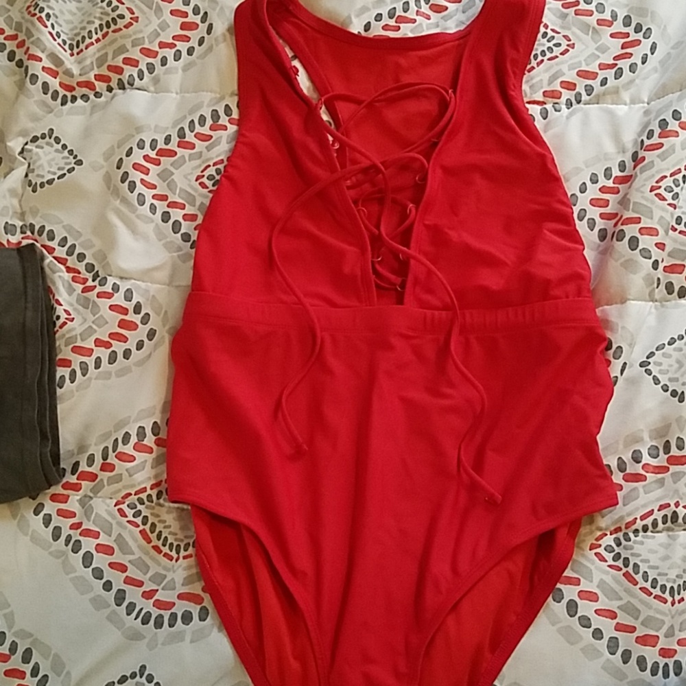 Super cute bright red one piece